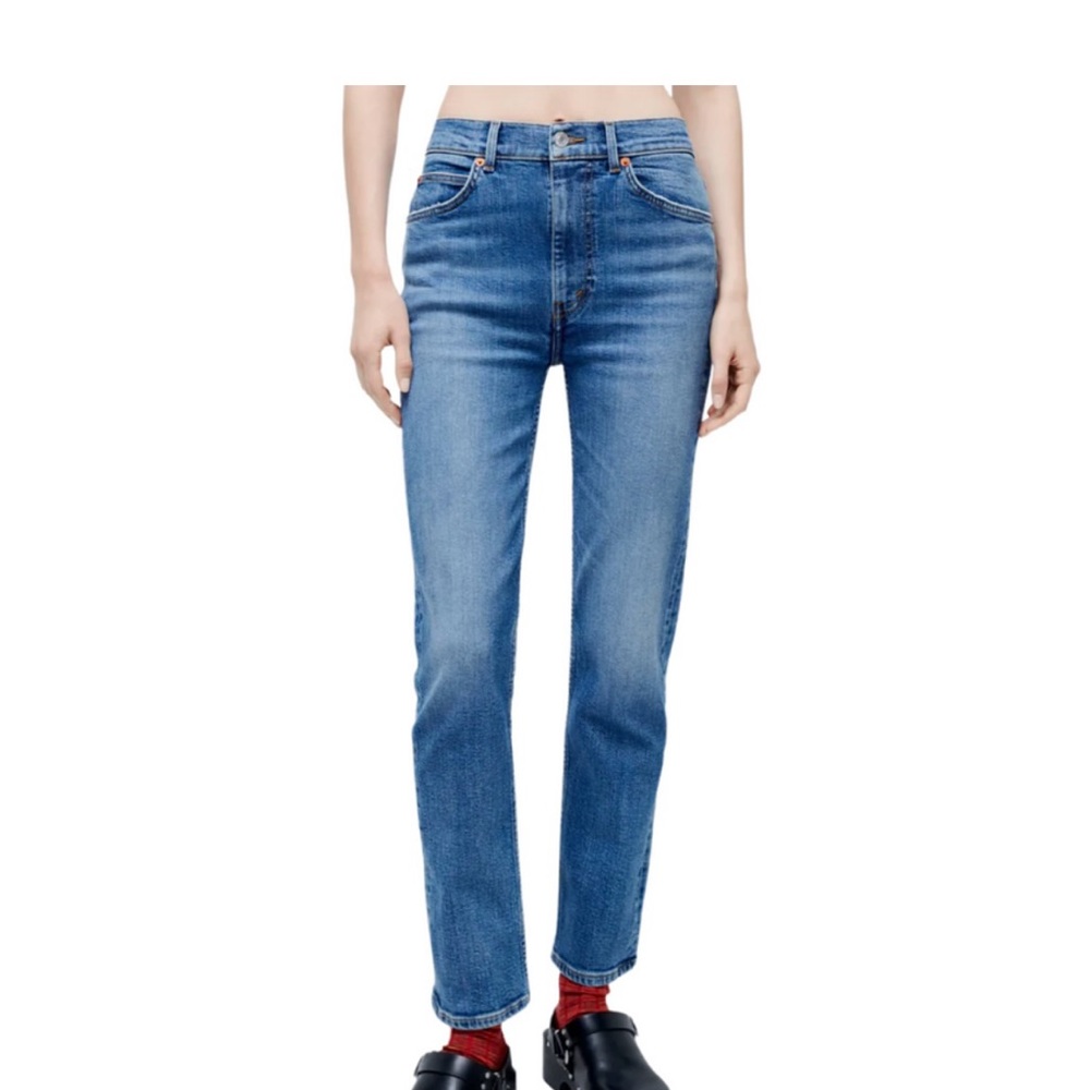 Re/Done Extra Stretch 70s Straight Denim Jeans- in Laguna